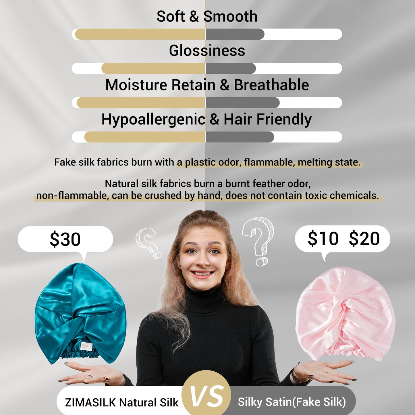 ZIMASILK 100% 22 Momme Mulberry Silk Bonnet for Sleeping, Double-Layer Silk, Natural Silk Hair Wrap for Hair Care with Elastic & Tie Band Stay On Head (1Pc, Peacock Green)