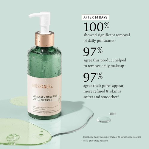 Biossance Squalane + Amino Aloe Face Wash - Hydrating Foaming Cleanser for All Skin Types | Removes Makeup & Deeply Cleans Pores