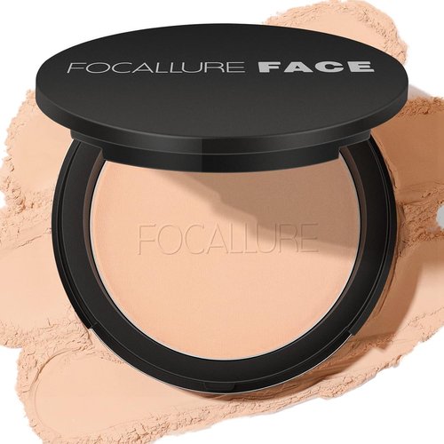 FOCALLURE Flawless Pressed Powder - Control Shine & Smooth Complexion | Long-Lasting Matte Finish, Portable Compact