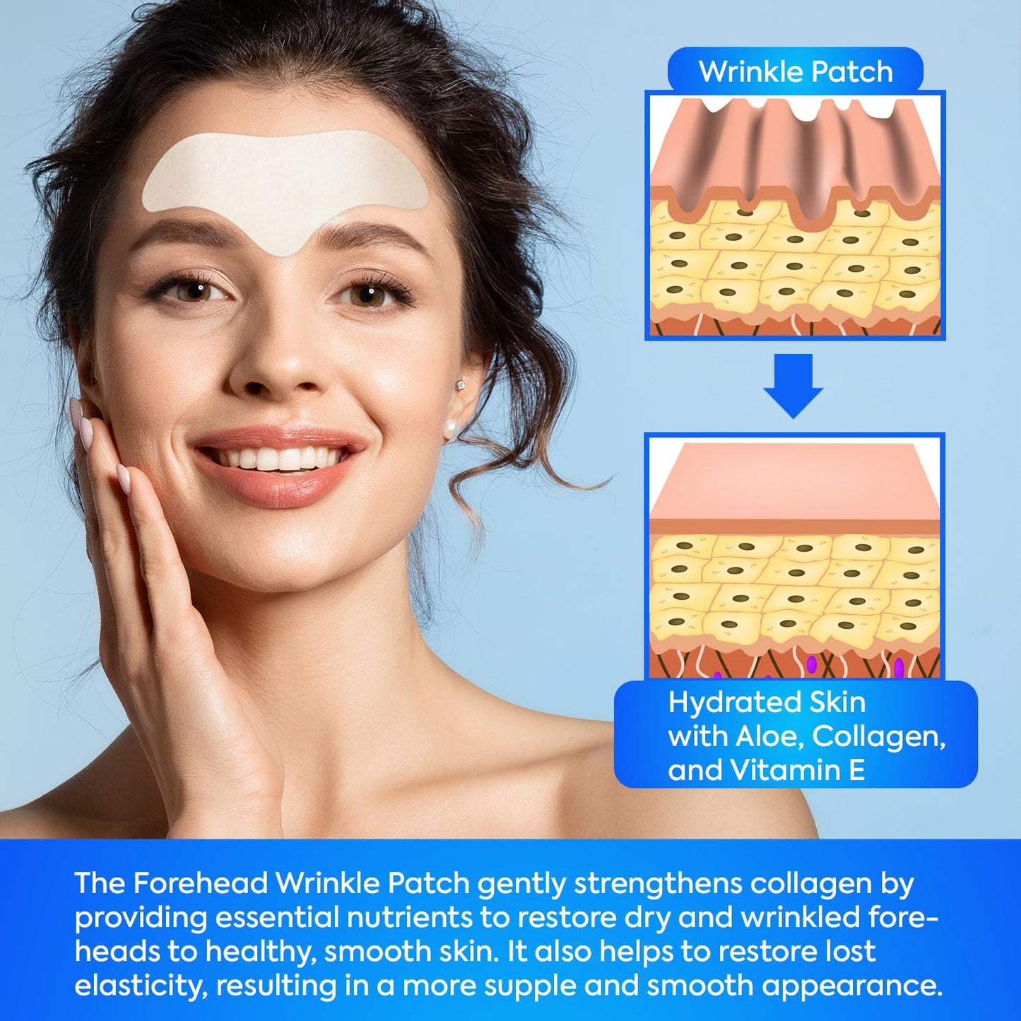 SILKDERMIS Forehead Wrinkle Patches with Aloe, Collagen, Vitamin E, Anti Wrinkle Patches, Forehead Wrinkles Treatment 12Pcs