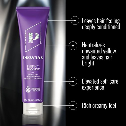 Pravana The Perfect Blonde Purple Toning Masque - Neutralizes Brassiness & Enhances Shine | Vegan, Sulfate-Free
