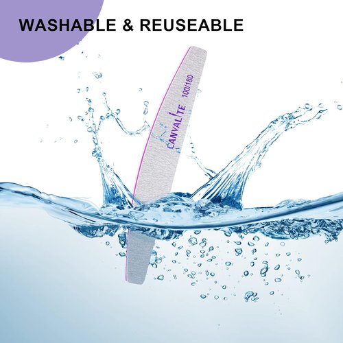 Canvalite Nail Files - Professional Reusable Double-Sided Emery Boards (100/180 Grit) | 10 PCS Nail Styling Tools for Home & Salon