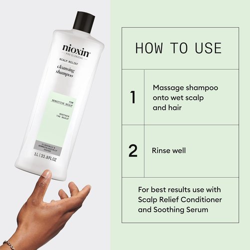 Nioxin Scalp Relief Cleansing Shampoo - Soothes & Hydrates Sensitive, Dry, Itchy Scalp | Infused with Aloe Vera & Vitamin E