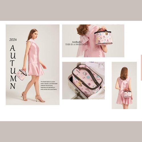 AmBealla Make up Bag Travel Cosmetic Bags Brush Holder Zipper Pouch Case Organizer Cute Organizer Suitable for Purse for Women (09 Sweet Holiday)