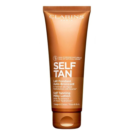 Clarins Self Tanning Milky Lotion - Streak-Free Tanner for Face & Body | Natural Sun-Kissed Glow & 24-Hour Hydration