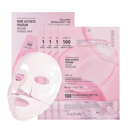 VT COSMETICS Collagen Reedle Shot Hydrogel Mask - Firming & Hydrating Overnight Treatment | 34.5g x 4ea