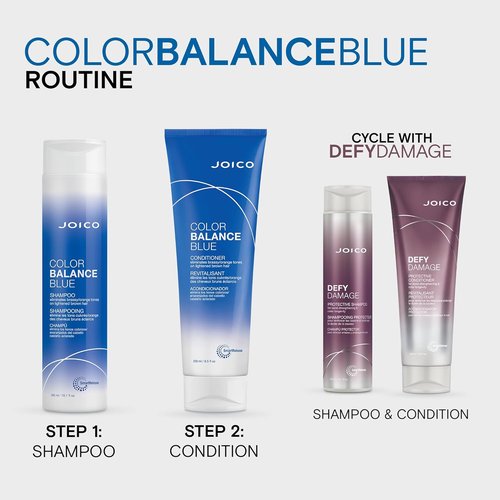 Joico Color Balance Blue Conditioner - Eliminate Brassy Tones for Lightened Brown Hair | Boost Vibrancy & Shine with Rosehip Oil & Green Tea Extract