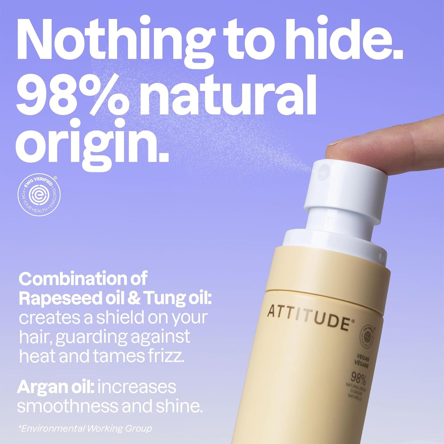 ATTITUDE Nourishing Hair Oil - Frizz Control & Shine Boosting Vegan Formula | 3 Oz, Vanilla & White Flower Scent