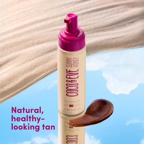 Coco & Eve Sunny Honey Self Tanner Foam - Dark, Fast-Drying, Streak-Free Tanning Mousse | 6.7 Fl Oz, Vegan & Cruelty-Free