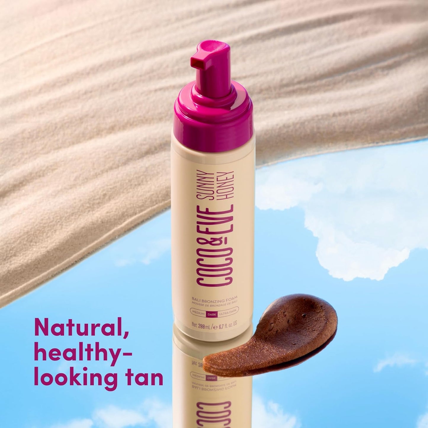 Coco & Eve Sunny Honey Self Tanner Foam - Dark, Fast-Drying, Streak-Free Sunless Tanning Mousse | 6.7 Fl Oz