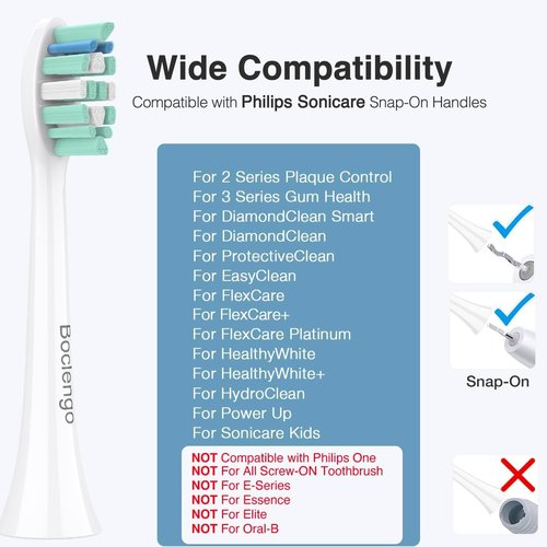 Philips Sonicare Toothbrush Replacement Heads - 10 Pack Compatible Brush Heads in White