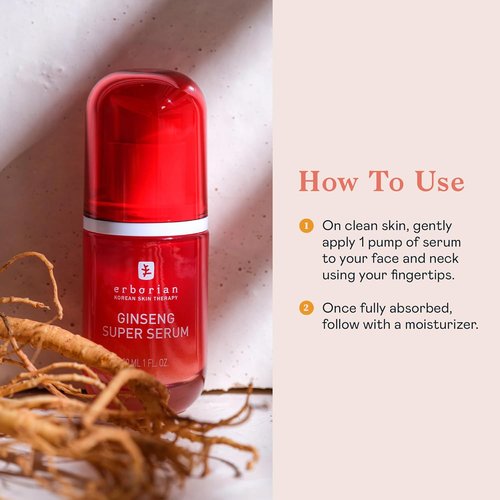 Erborian Ginseng Super Serum - Anti-Aging Hydrating Peptide Complex for Smooth, Even Skin Tone