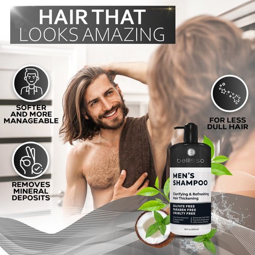 **Skiennix Shampoo for Men - Tea Tree Oil & Peppermint - Sulfate & Paraben Free, Volumizing Formula**