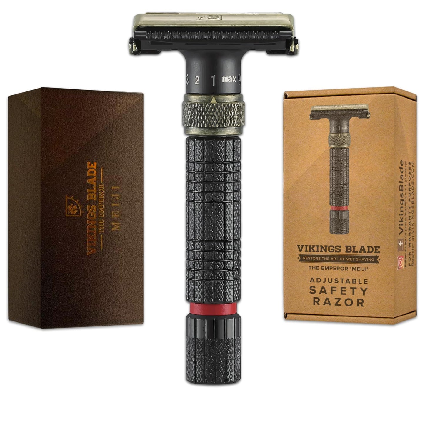 VIKINGS BLADE Adjustable Double Edge Safety Razor - Eco-Friendly, Smooth Shaving Experience | Luxury Case Included