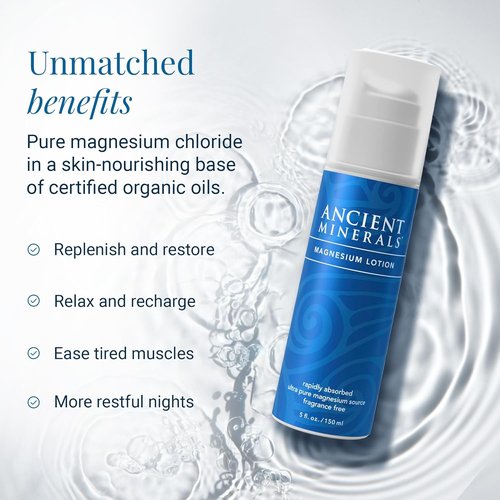 Ancient Minerals Magnesium Lotion - Hydrating Zechstein Magnesium Cream with Shea Butter & Organic Oils | 5oz