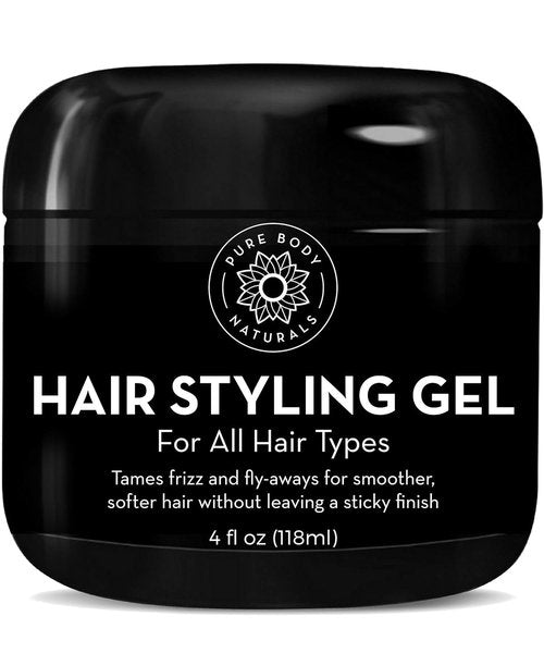 Pure Body Naturals Hair Gel for Men - Natural Aloe Formula for Firm, Healthy Hair | 4 Fl Oz