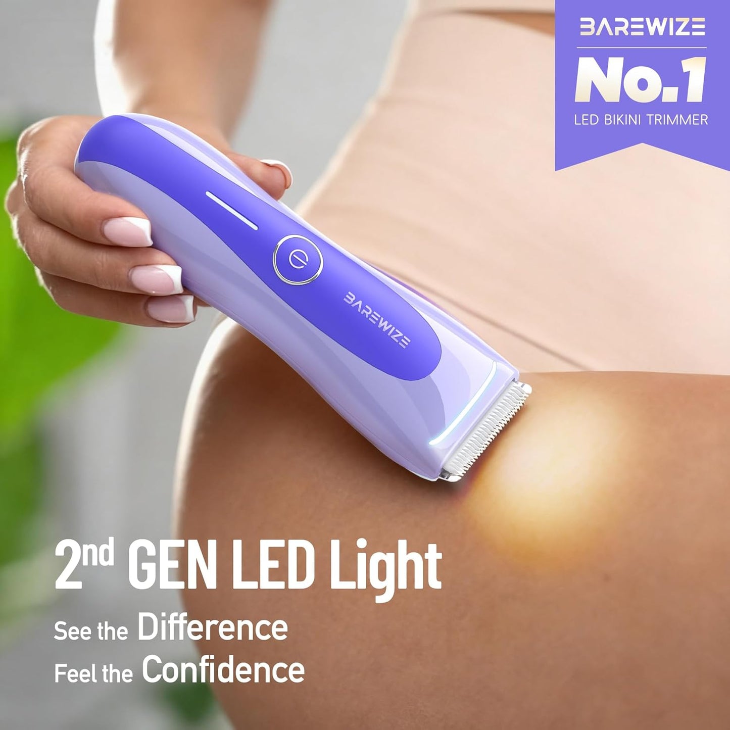Skiennix Bikini Trimmer for Women - Electric Shaver with LED Light, IPX7 Waterproof, USB-C Rechargeable | Ceramic Blade, Violet Haze