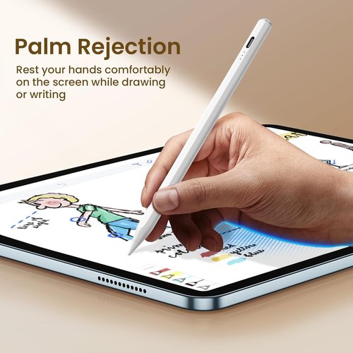 Hastraith Stylus Pen for iPad (2018-2026) - Fast 13-Minute Charge, Tilt Sensitivity & Palm Rejection | White