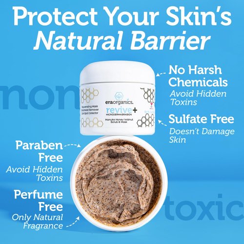 Manuka Honey Exfoliating Face Scrub – Gentle Microdermabrasion Face Exfoliator to Help Smooth, Soften & Balance with Moisturizing Organic Superfoods