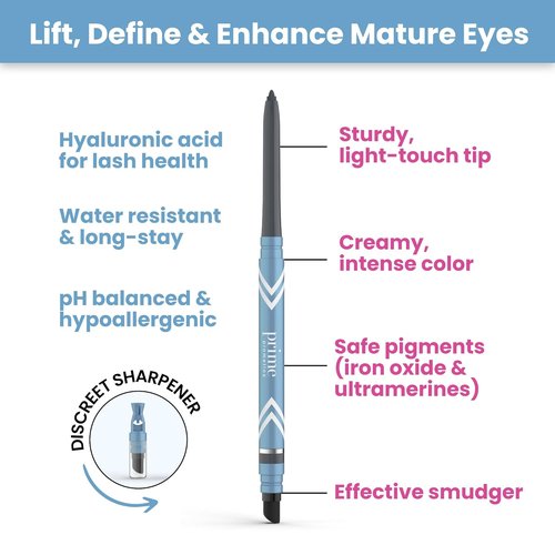 PRIME PROMETICS PrimeEyes Glide Eyeliner - Waterproof Gel Creme for Mature Women | Long-Lasting Mocha Shimmer