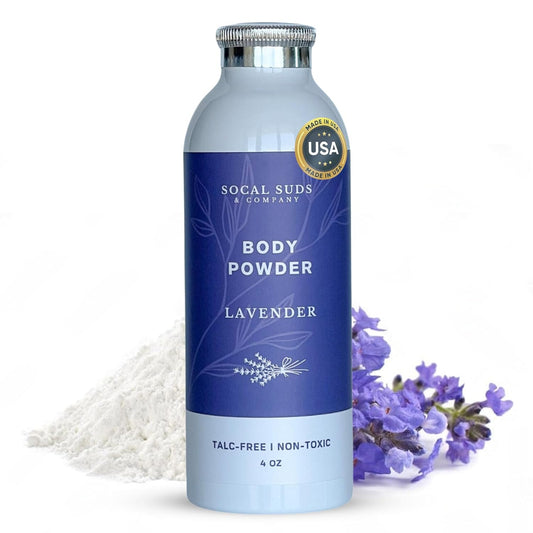 SoCal Suds & Company Natural Body Powder - Talc-Free Lavender Formula with Arrowroot & Aspen Bark - 4oz