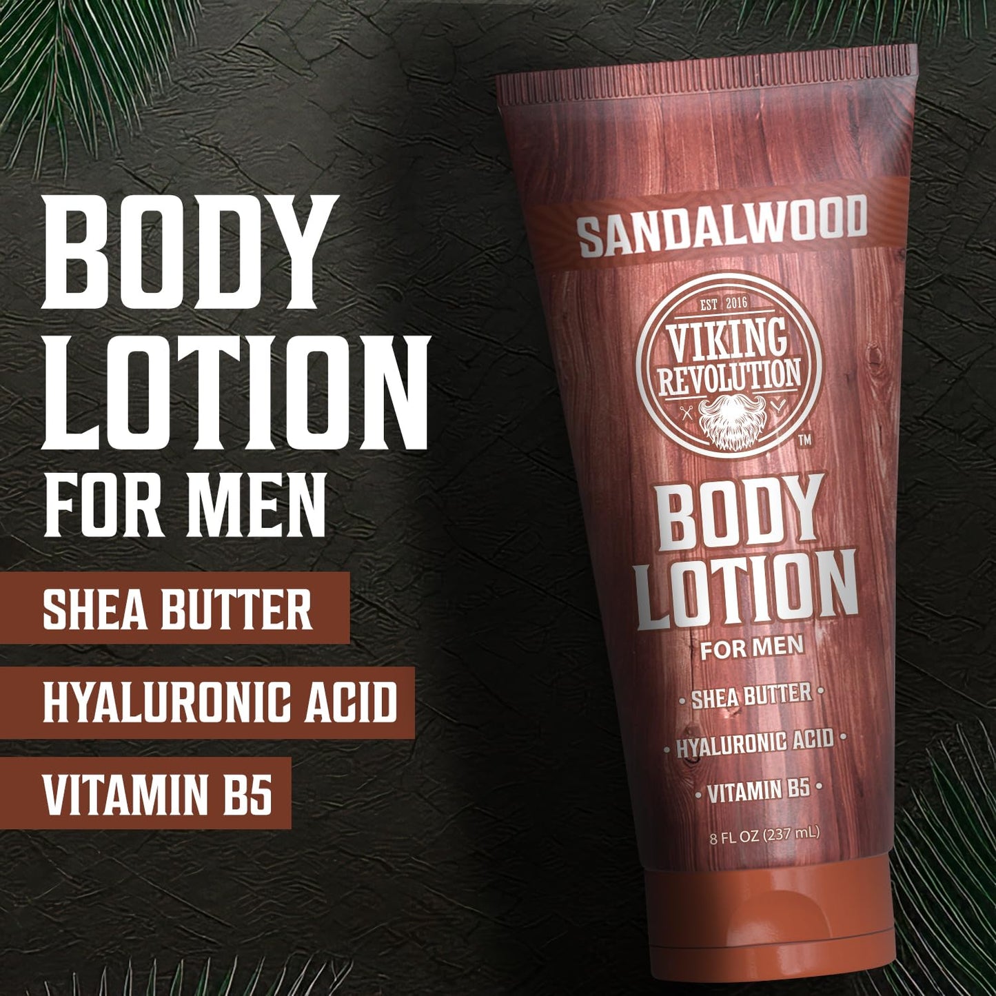 Viking Revolution Sandalwood Body Lotion for Men - Hydrating Lotion with Shea Butter & Vitamin B5 | 8oz