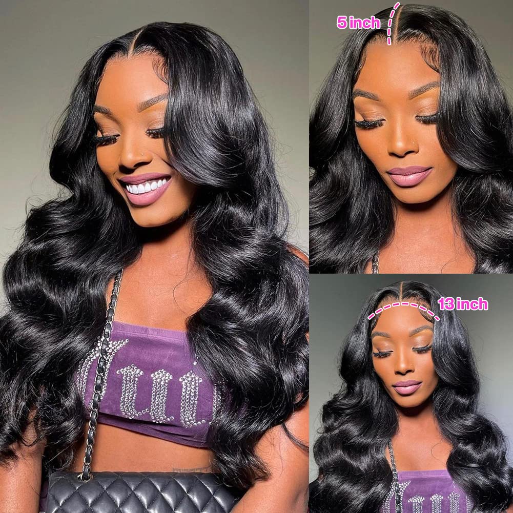 28 inch 13x5 HD Full Lace Front Wigs Human Hair Pre Plucked With Baby Hair 180 Density Body Wave Wigs For Women Natural Frontal Wig