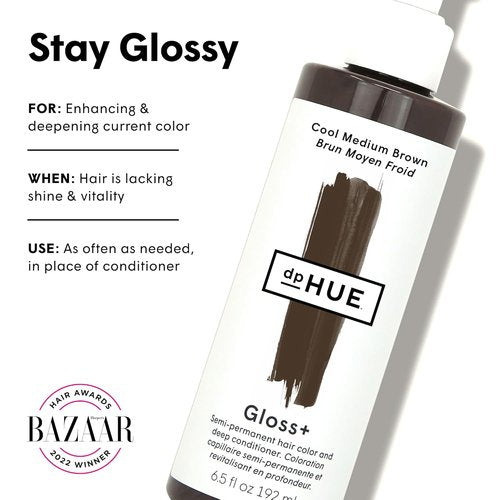 dpHUE Gloss+ | Cool Medium Brown Hair Color Treatment - Boosts Fading & Lasts Up to 8 Washes - 8-12 Applications