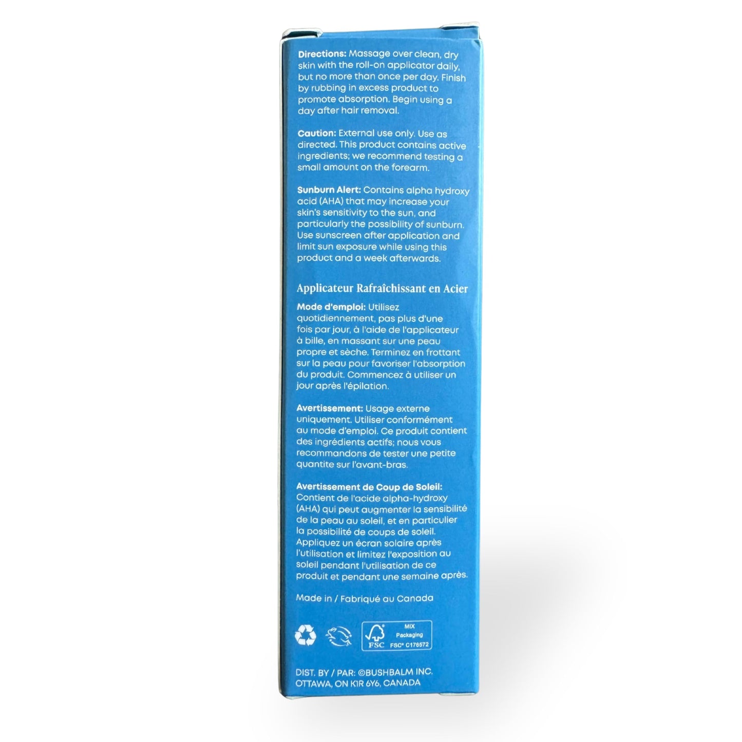 Bushbalm Ingrown Hair Roller Rescue And Nude Oil Bundle - Includes AHA & BHA - Exfoliating, Soothing, Cooling for Intimate Areas, Underarms - Helps With Razor Bumps and Ingrown Hairs, Blue (Bundle)