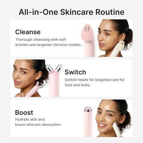 Medicube Mini Booster Pro Plus Facial Device Set - 3-in-1 Makeup Removal & Pore Cleansing | Pink