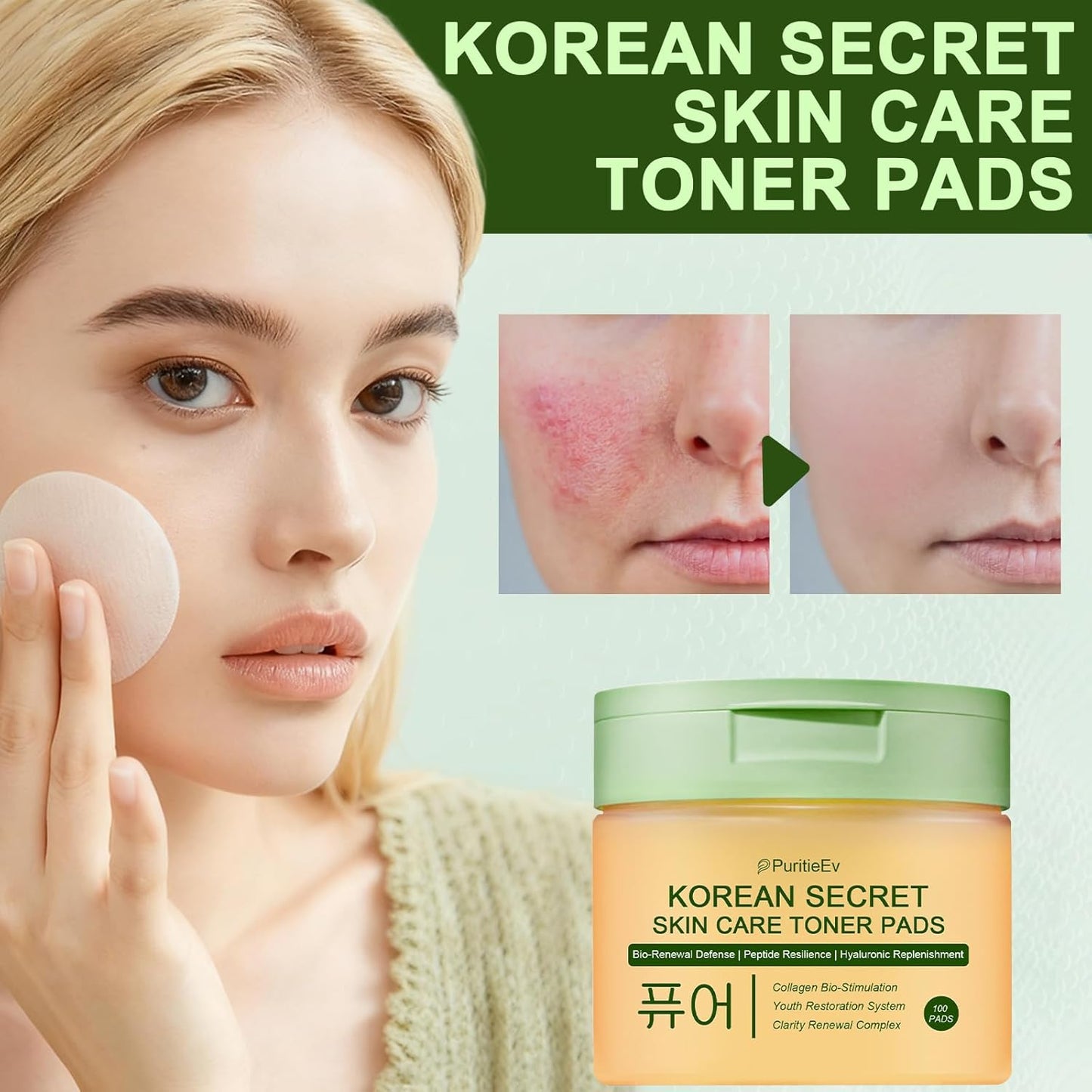 Skiennix Snail Mucin Toning Pads - Hydrating Facial Treatment for Dark Spots & Wrinkles - 100 Count