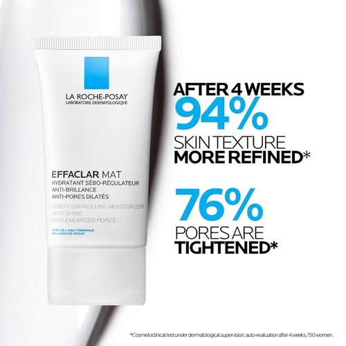 Effaclar Mat Oil-Free Moisturizer - Mattifying Formula for Oily Skin | Lightweight & Non-Greasy