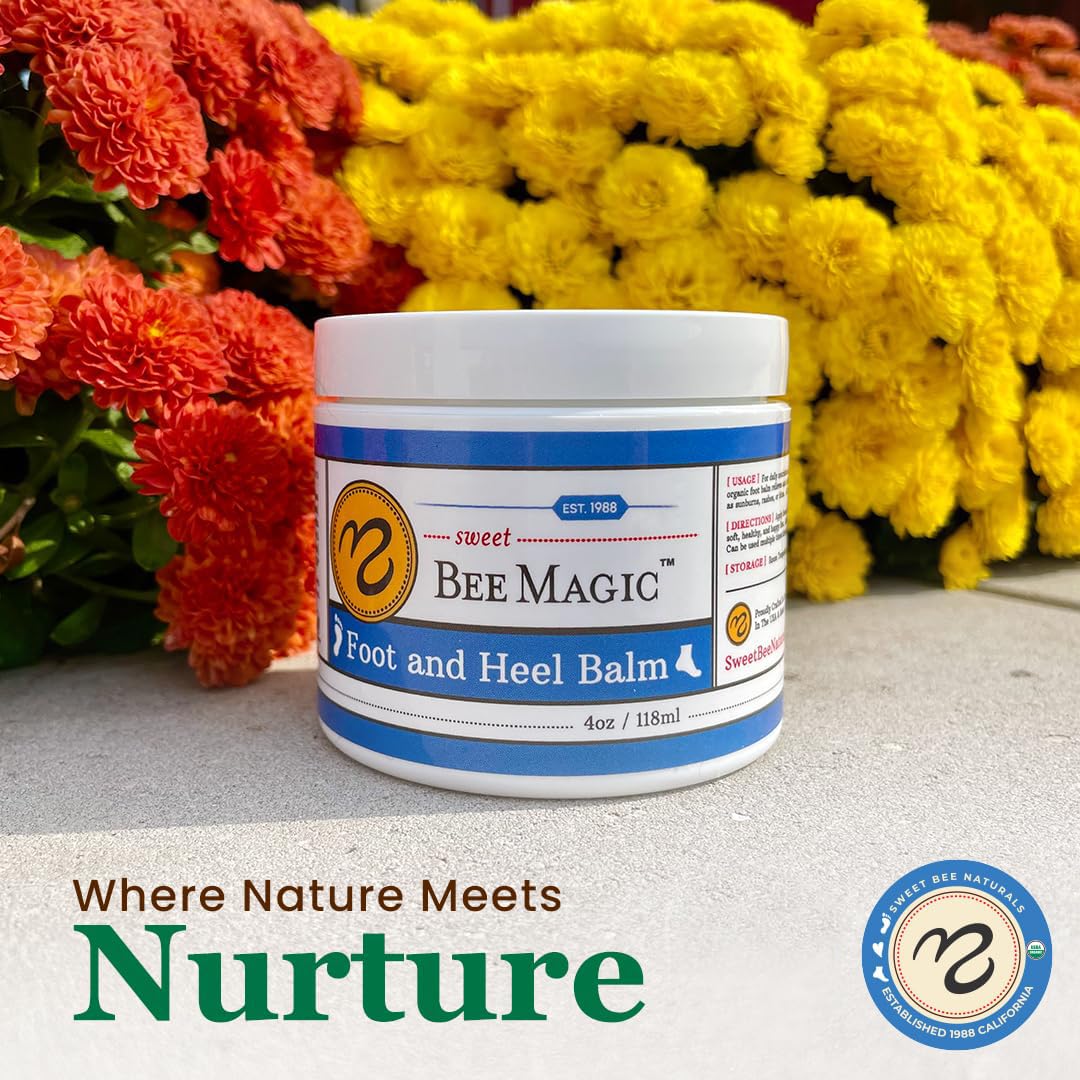 Sweet Bee Naturals Organic Foot Balm - Intensive Moisturizing Treatment for Dry, Cracked Heels - 4 OZ Jar