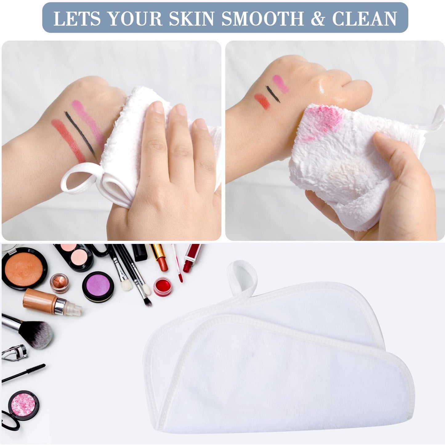 SINLAND Microfiber Facial Cloths Fast Drying Washcloth 8inch x 8inch Absorbent Face Wash Cloth Soft Makeup Remover Cloths