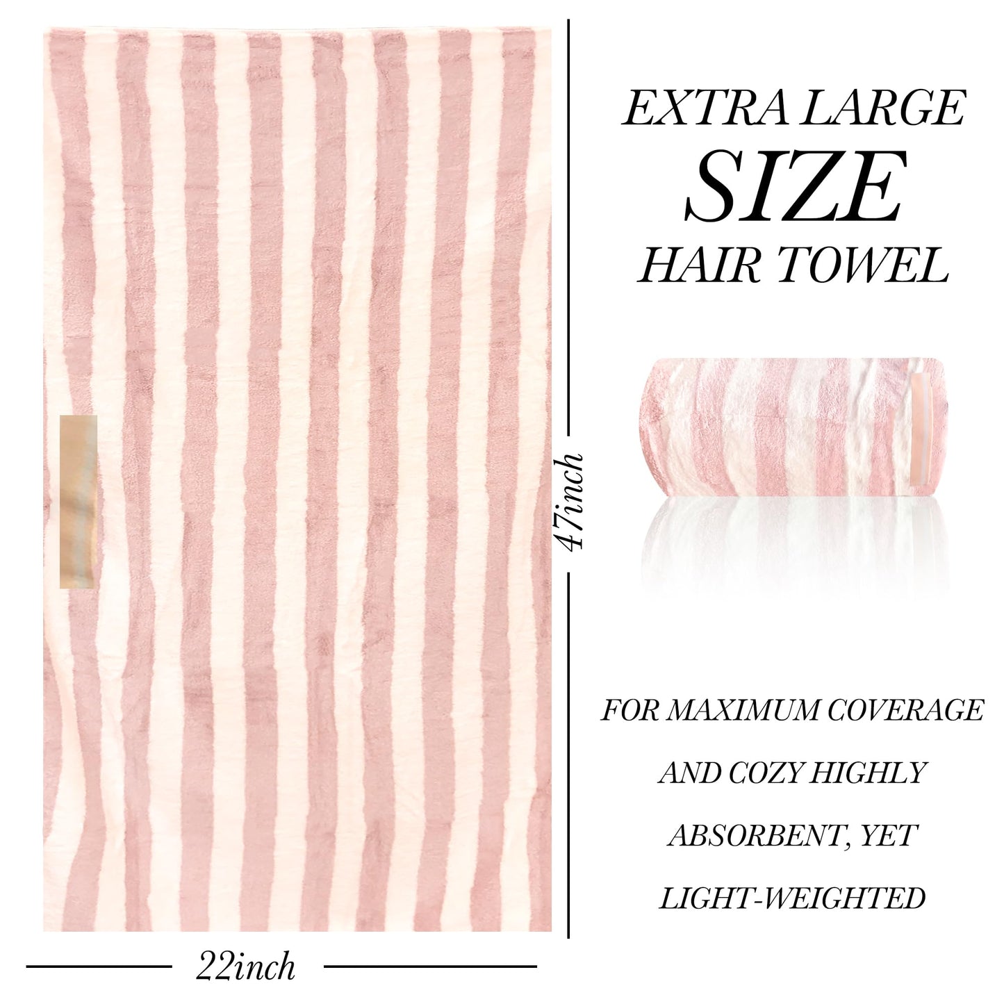 Chloven Large Microfiber Hair Towel Wrap for Women - Anti Frizz Hair Turbans, Super Absorbent & Lightweight, Ideal for Curly Long Hair with Elastic Strap