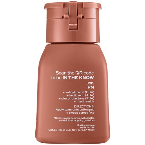ITK Tri-Acid Facial Toner - Exfoliate & Minimize Pores with AHA, BHA, PHA + Niacinamide | 5 Fl Oz
