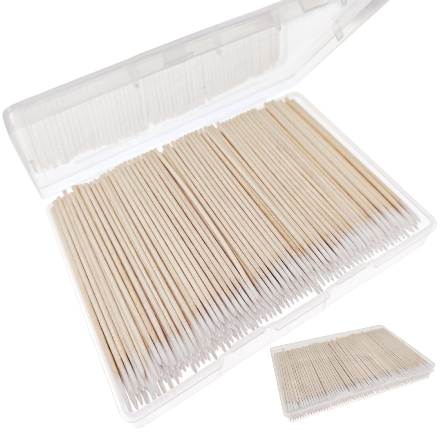 RIKWOG 800pcs Pointed Cotton Swabs, 4 inch Precision Microblading Cotton Buds Cotton Sticks Applicator for Eyebrow Tattoo Beauty Make-up Nail Clean, Cosmetic use Wood Handle