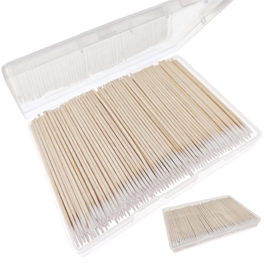 RIKWOG 800pcs Pointed Cotton Swabs, 4 inch Precision Microblading Cotton Buds Cotton Sticks Applicator for Eyebrow Tattoo Beauty Make-up Nail Clean, Cosmetic use Wood Handle