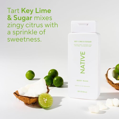 Native Body Wash - Naturally Derived Ingredients for Soft, Hydrated Skin | Key Lime & Sugar, 18 oz