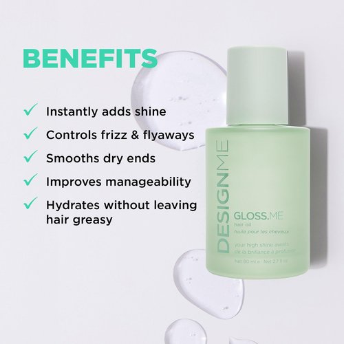 Design.Me GLOSS.ME Hair Oil Anti Frizz Hair Serum for Women | Argan Hair Oil Adds Shine, Smoothness, & Hydration | Paraben & Sulfate Free Straight, Wavy, Coily, or Curly Hair Serum
