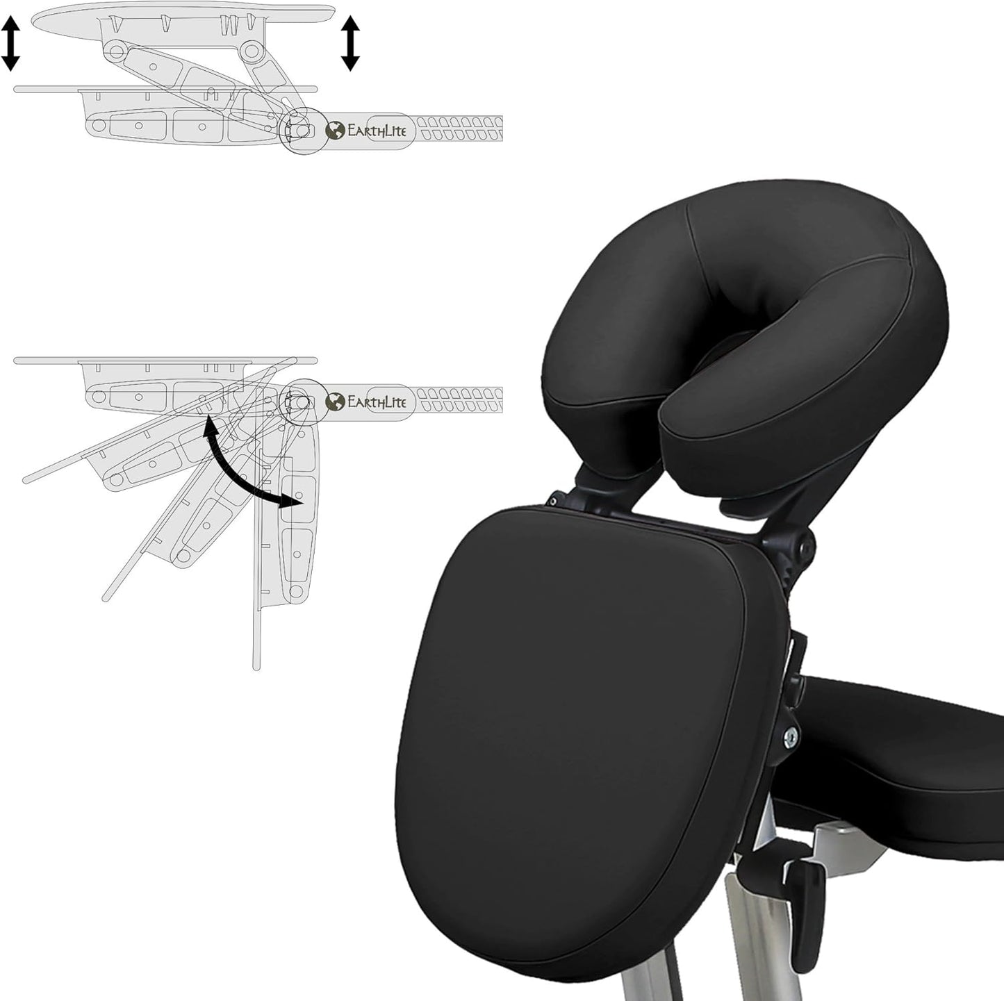STRONGLITE Portable Massage Chair Ergo Pro II - Ultra-Strong, Lightweight & Foldable Spa Chair with Wheels, Black (600lbs Capacity)