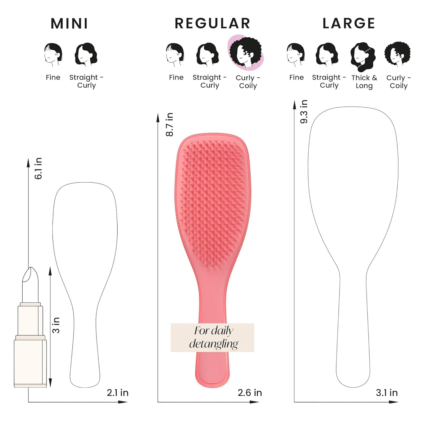 Tangle Teezer Ultimate Detangler Brush - Reduces Frizz & Breakage for 3C to 4C Curly Hair | Coral Pink