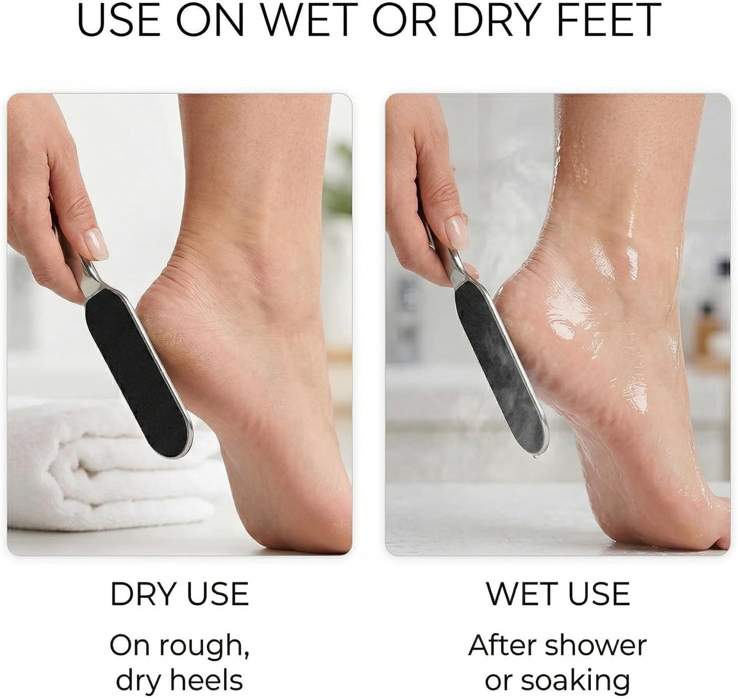 Skiennix Stainless Foot File Callus Remover - 3-in-1 Pedicure Kit with 10 Replacement Pads & 2 Exfoliating Masks