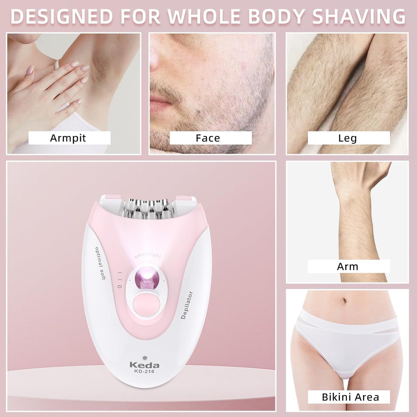 Skiennix Epilator for Women - 2 Speed Face Trimmer for Smooth, Hair-Free Skin | Ideal for Bikini, Arms, and Legs