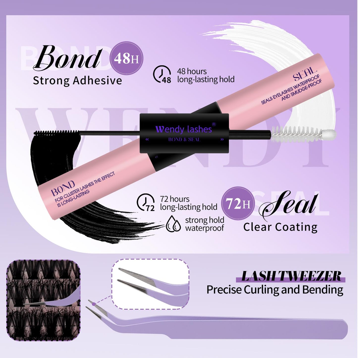 Lash Clusters Kit With Bottom Lashes 20/30D 3D Curl DIY Lash Extension Kit 12-18mm Multi-types Individual Lashes Bond and Seal, Spike, Volume Lashes Kit Lash Applicator(20/30 3DKit)