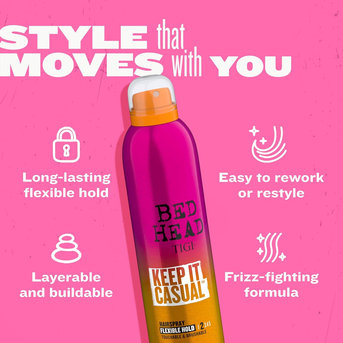 TIGI Bed Head Keep It Casual Hair Spray - Flexible Hold & Brushable Finish for Frizz Control | 9.1 oz