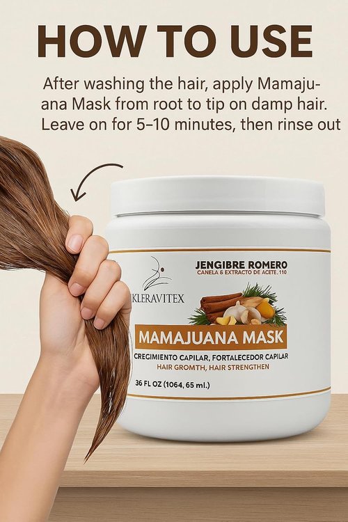 Kleravitex Mamajuana Hair Mask - Deep Conditioning Treatment with Ginger & Rosemary - 60 OZ Paraben & Sulfate Free for Dry, Damaged Hair Growth