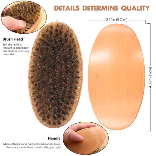Boar Bristle Beard Brush for Men - Compact Wooden Mustache Brush for Travel | Soft Bristles