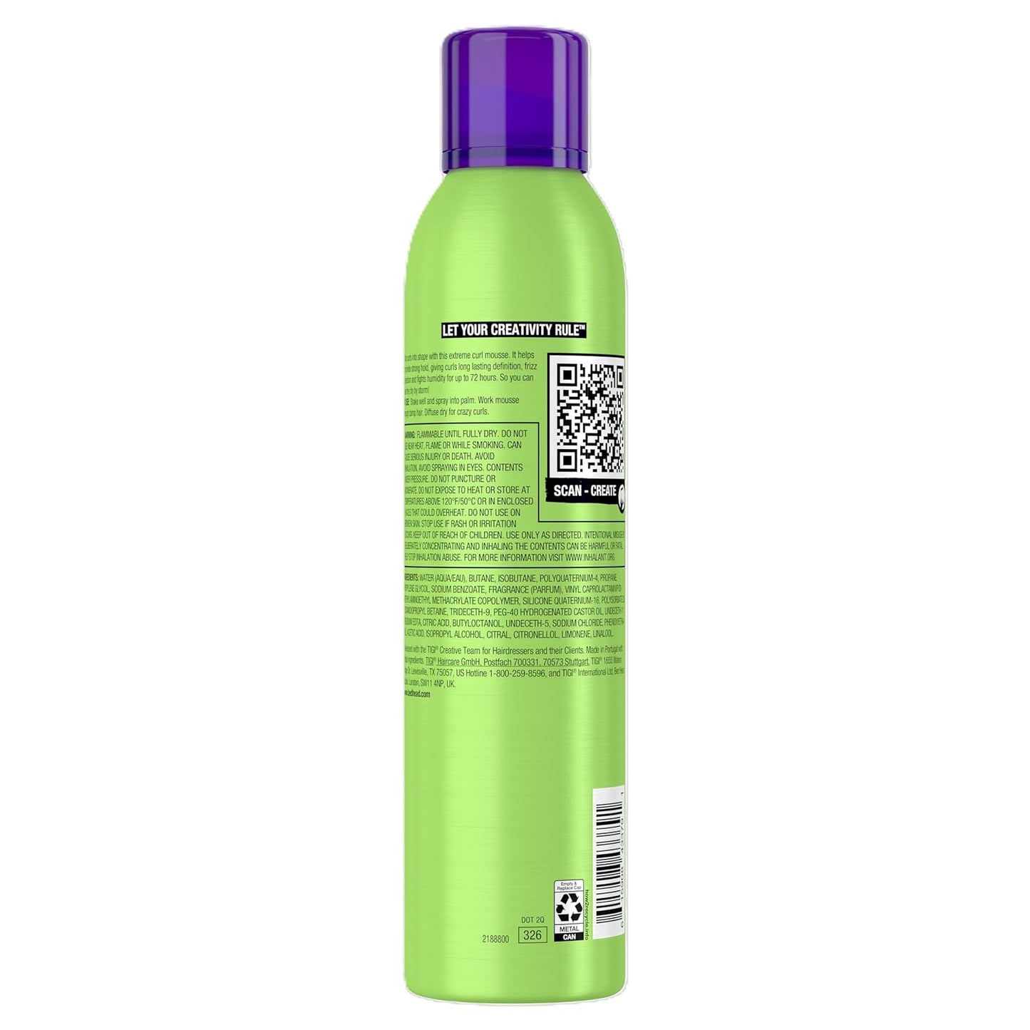 Bed Head by TIGI Curl Mousse - Extreme Curl Definition & Anti-Frizz, Strong Hold - 8.4 oz
