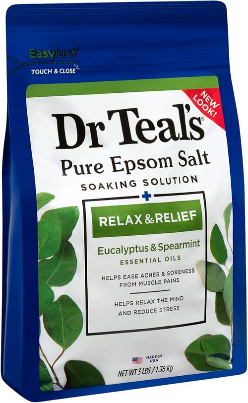 Dr Teal's Epsom Salt Magnesium Soak - Relaxation & Relief with Eucalyptus & Spearmint, 3 lbs